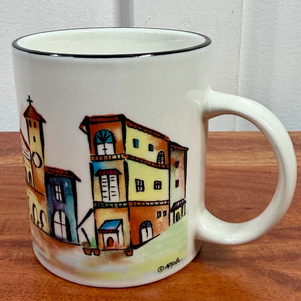 Majesticware Italia by Apple Italian Village Stoneware Coffee Mug Black Rim